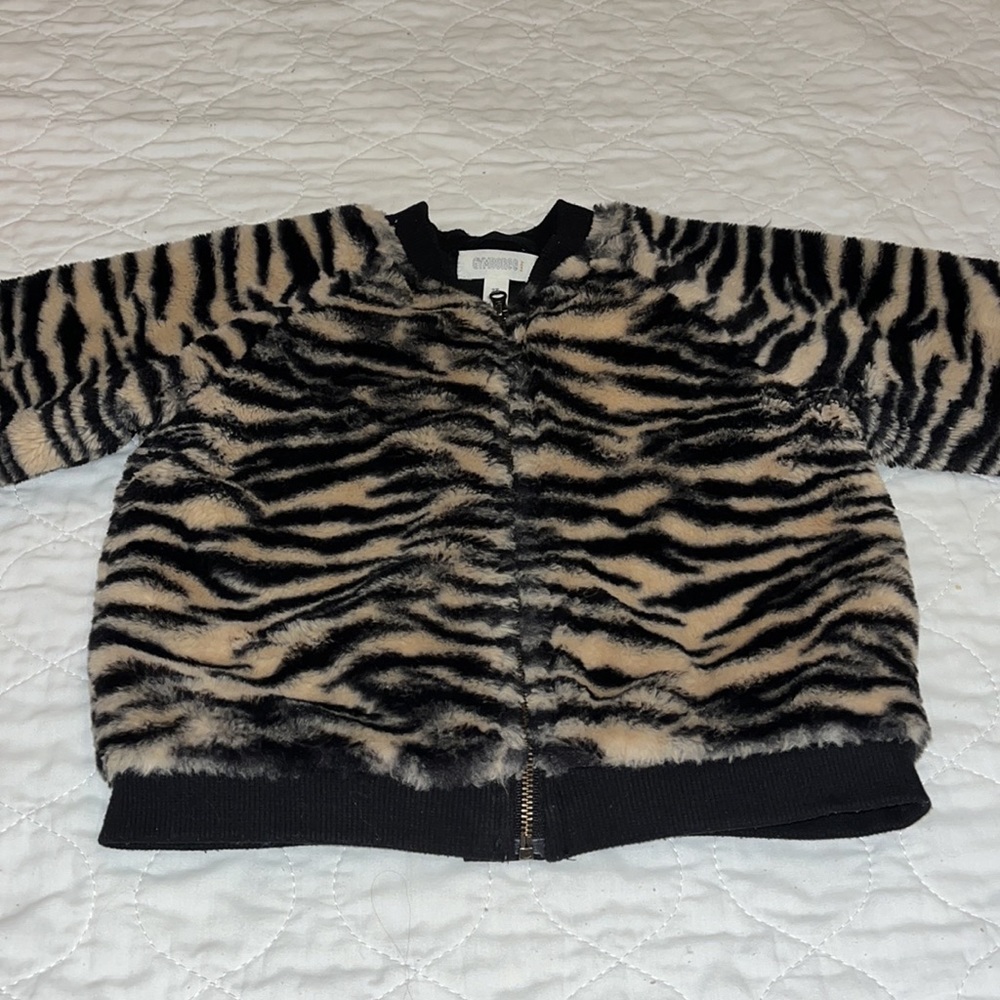 2T faux fur animal print jacket